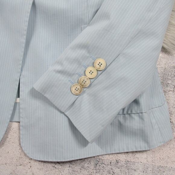 PIAZZA SEMPIONE Blue Pinstriped Single Button Blazer Italian Size 44 US Size 8 - Picture 8 of 13